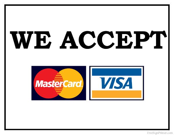 We accept Visa & Mastercard